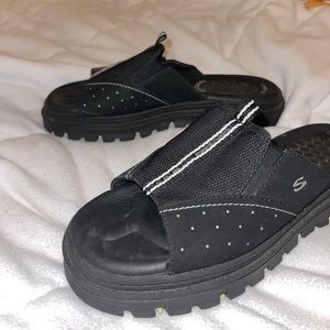 Black Sketcher Platform Sandals Size 8